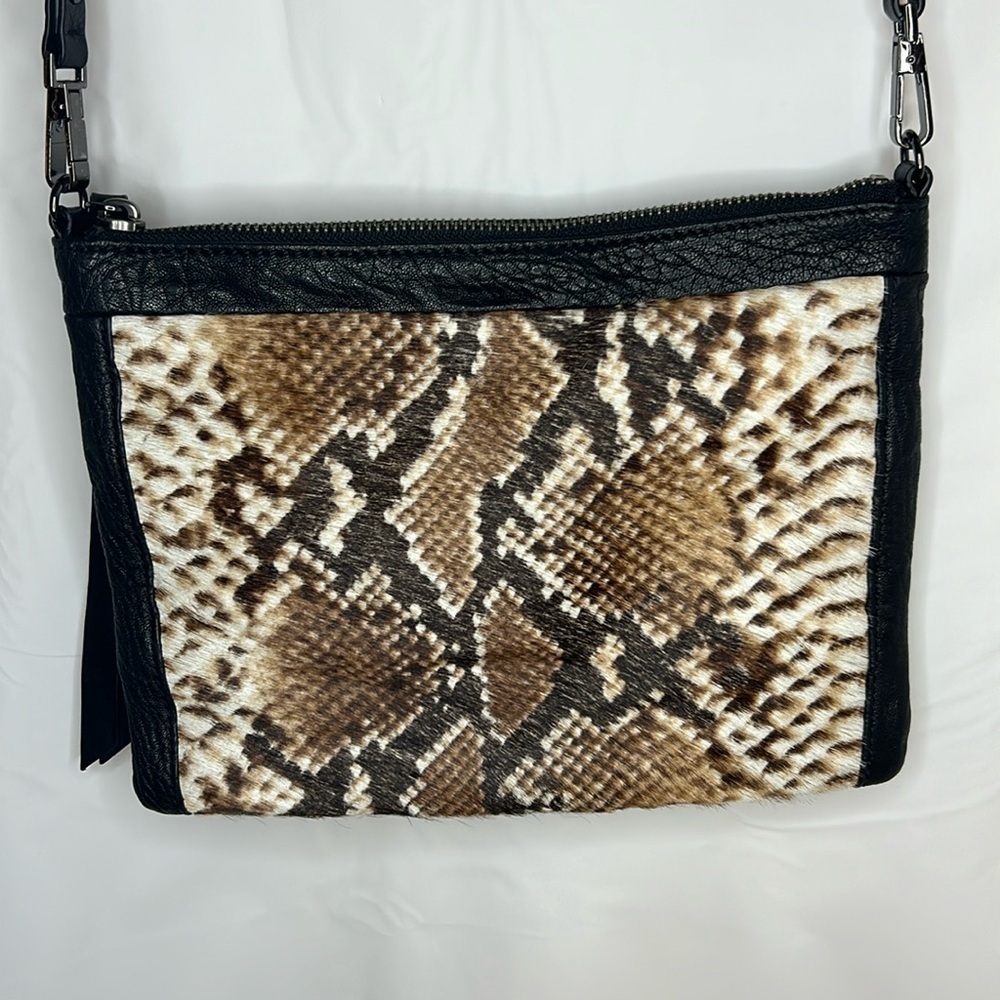 KOOBA handbag Python printed calf zip top clutch with strap handcrafted